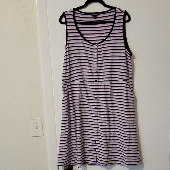 Torrid Lavender, Pink, and Black Striped Mini Dress - Picture 2 of 12